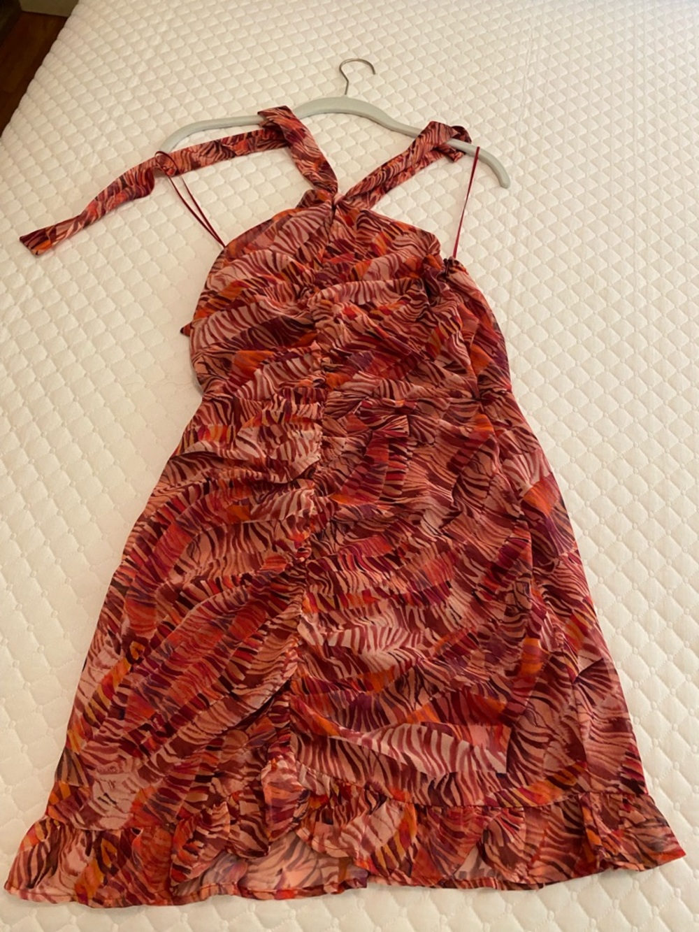 Noon Women's Red Patterned Halter Dress